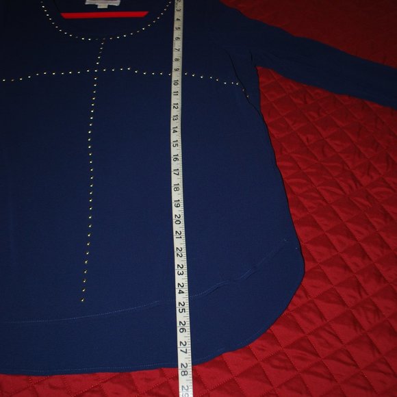 Michael Kors Silver Studded Navy Hi-low Top - L - Picture 12 of 12